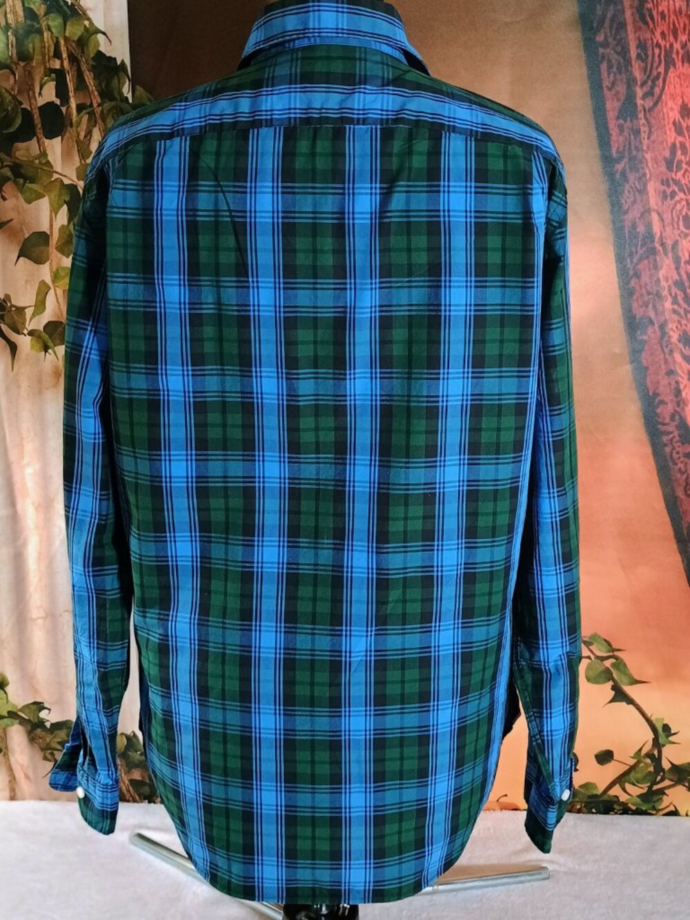 ECU Gap Sz Large Blue & Green Plaid "Lived-In" Cotton Button Down Shirt - Picture 2 of 5